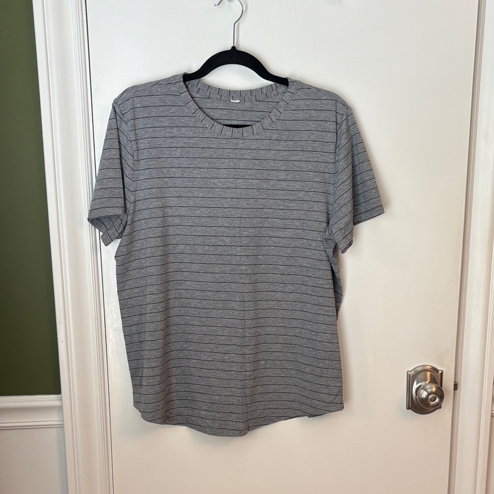 lululemon athletica Gray Striped Short Sleeve Love Tee